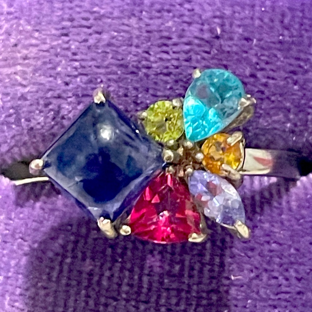 Imported 925 Genuine Natural Multi Mix Gemstone Ring Sz7 NWT